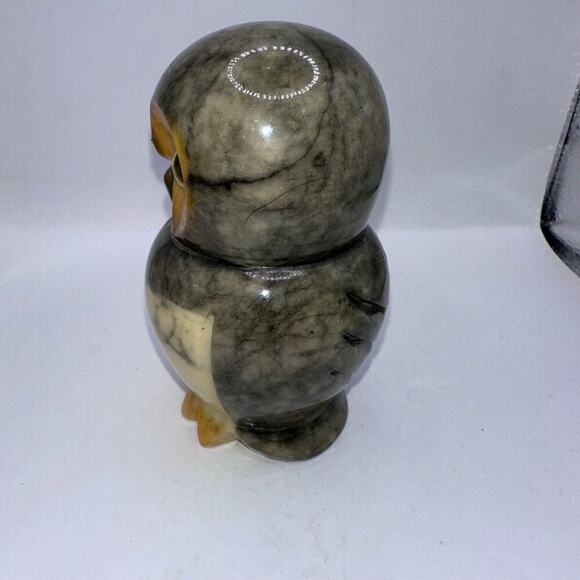 Vintage Hand Carved Volterra Alabaster Marble Owl Paperweight Made In Italy - Picture 4 of 7